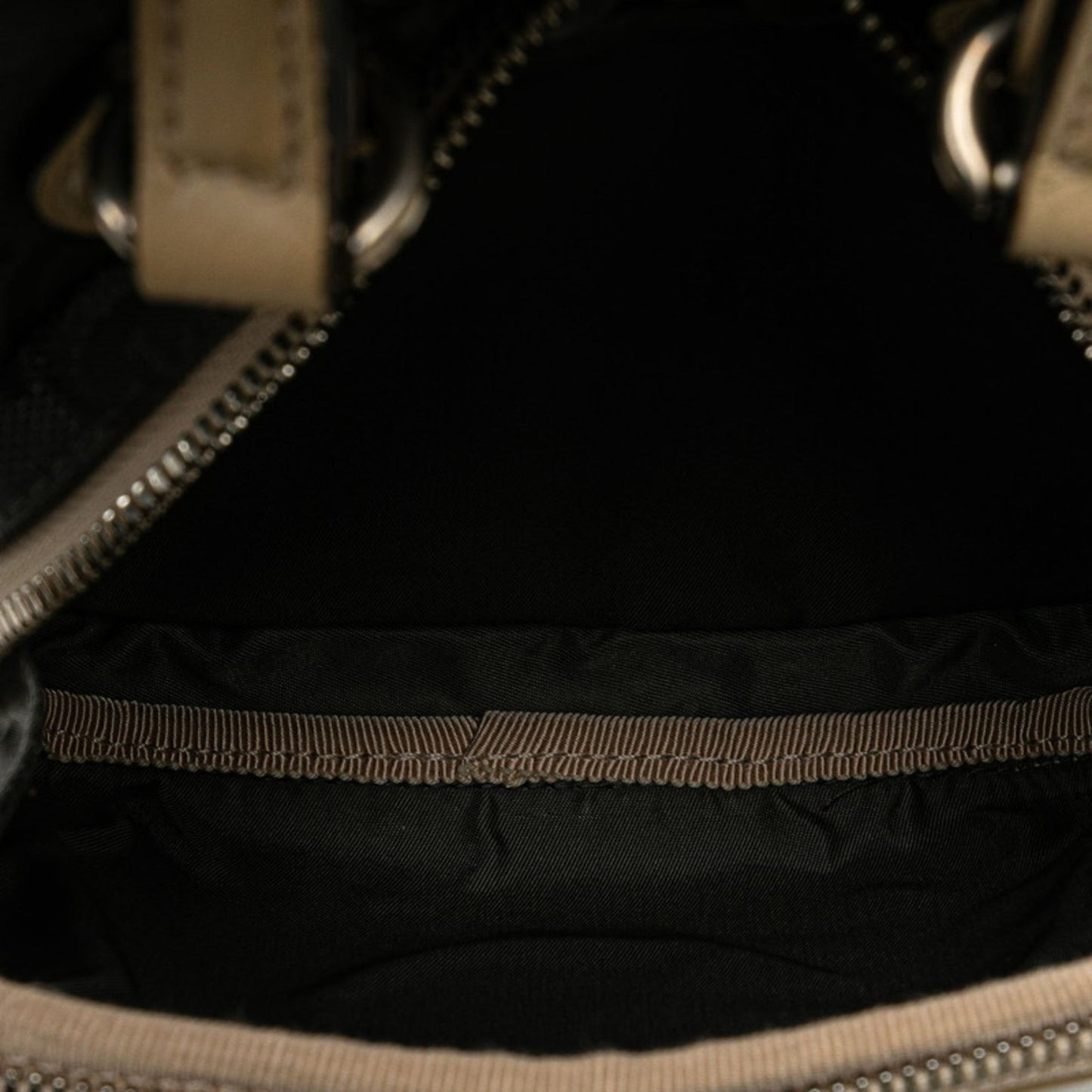 Gucci Beige Gray Nylon Leather Handbag Shoulder Bag
