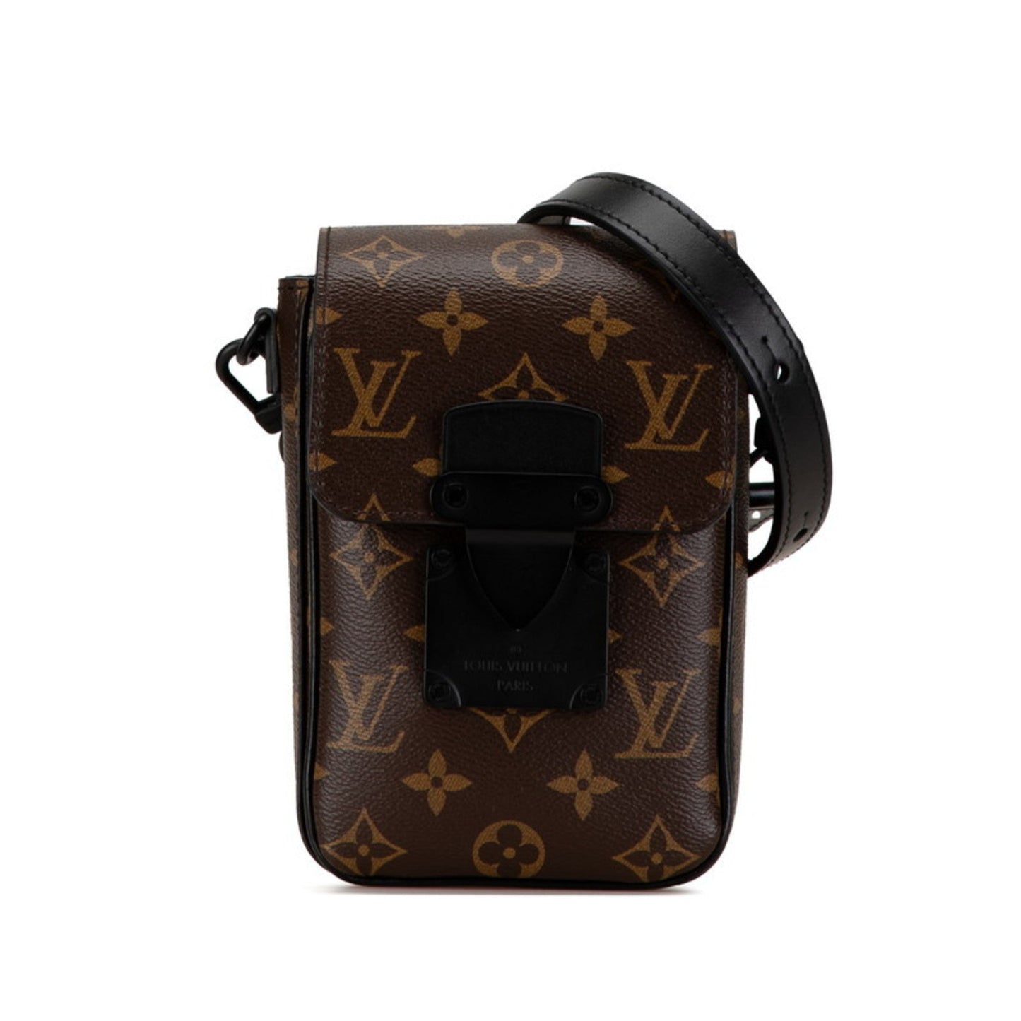 Louis Vuitton Black Brown Pvc Leather Shoulder Bag ()