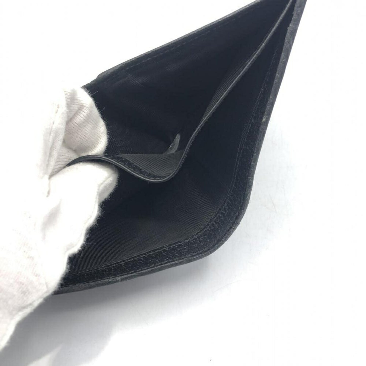 Gucci Black Gray Navy Leather Middle Wallet (Bi-Fold)