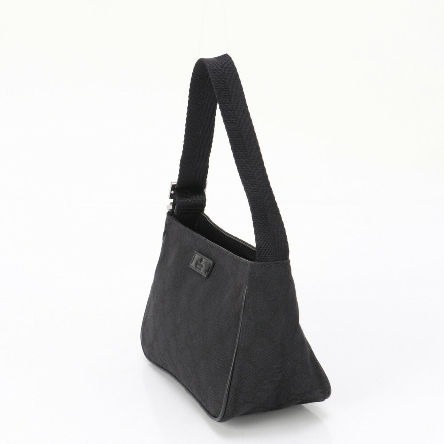 Gucci Gg Canvas Black Leather Canvas Handbag Tote Bag