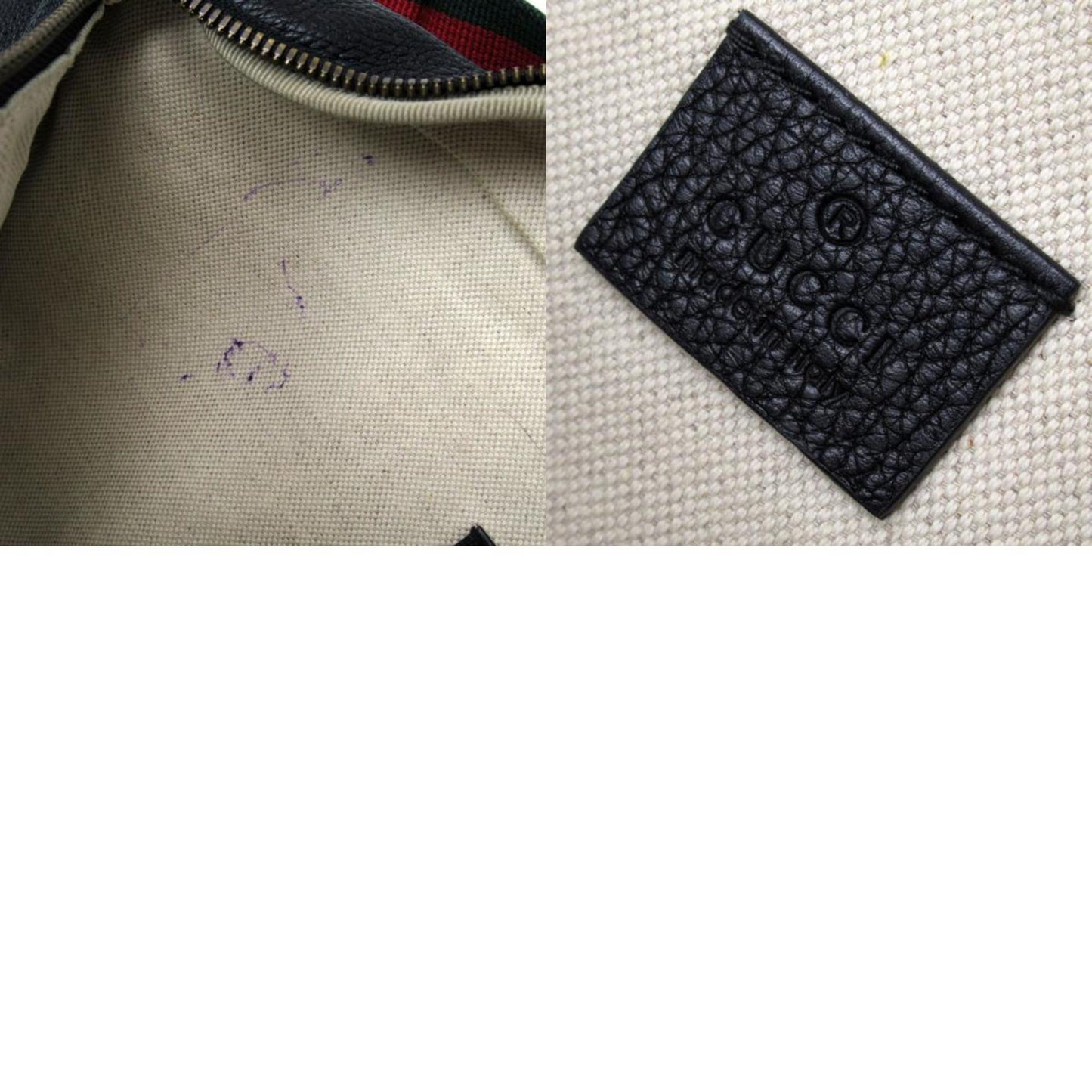 Gucci Black Green Red Color Leather Cotton Fanny Pack Sling Bag