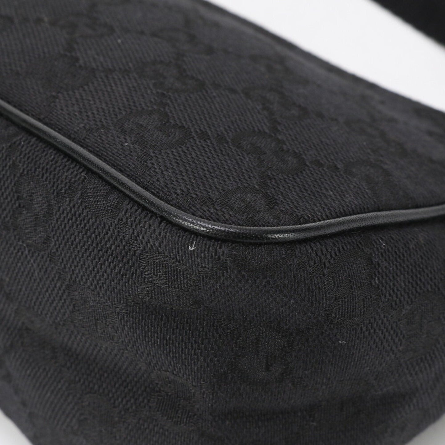 Gucci Gg Canvas Black Leather Canvas Handbag Tote Bag