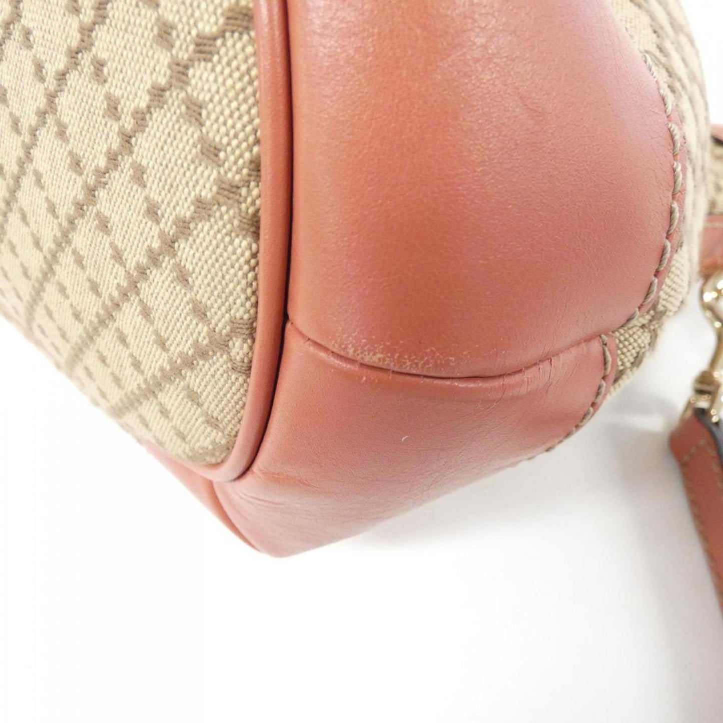 Gucci Beige Pink Canvas Leather Handbag Shoulder Bag