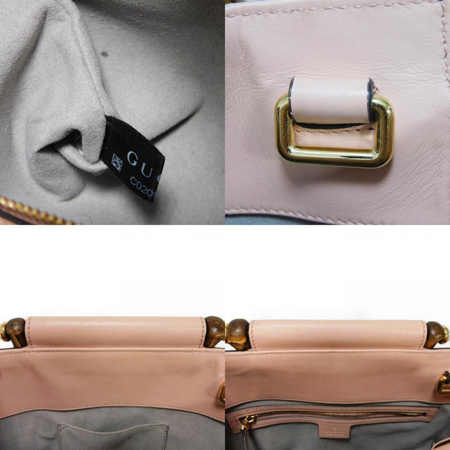 Gucci Light Pink Bamboo Leather Handbag