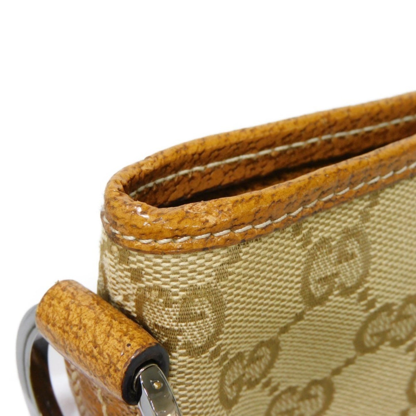 Gucci Beige Brown Gg Canvas Leather Messenger Bag Shoulder Bag