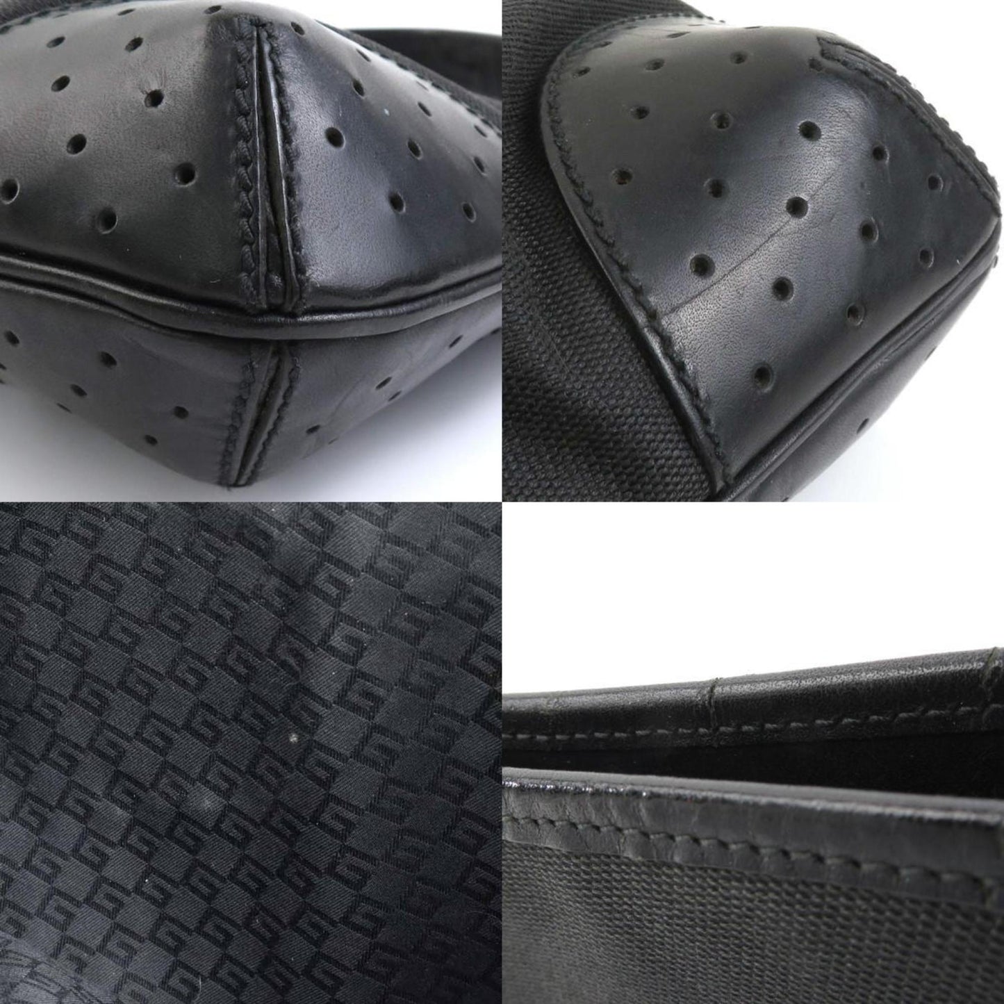 Gucci Black Canvas Leather Shoulder Bag