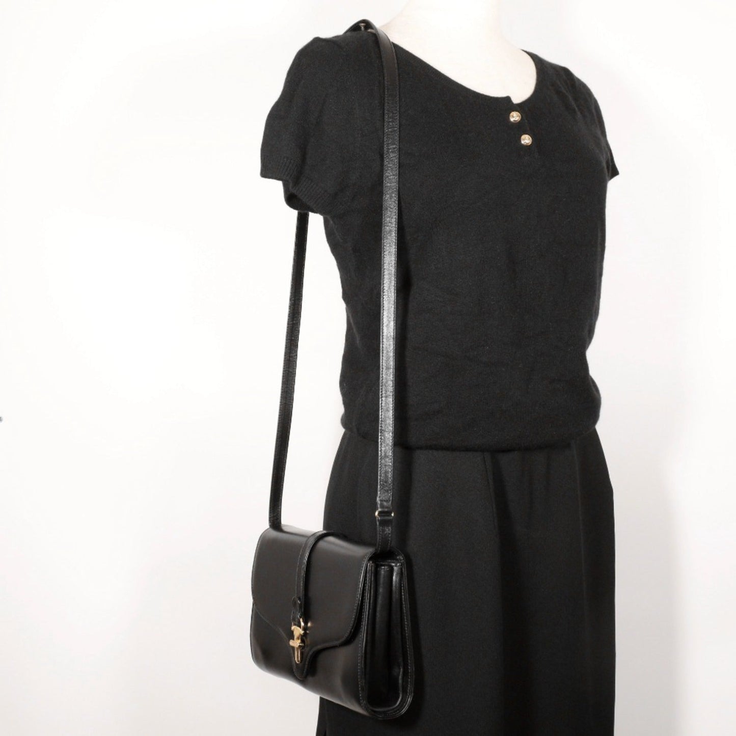 Gucci Black Leather Shoulder Bag