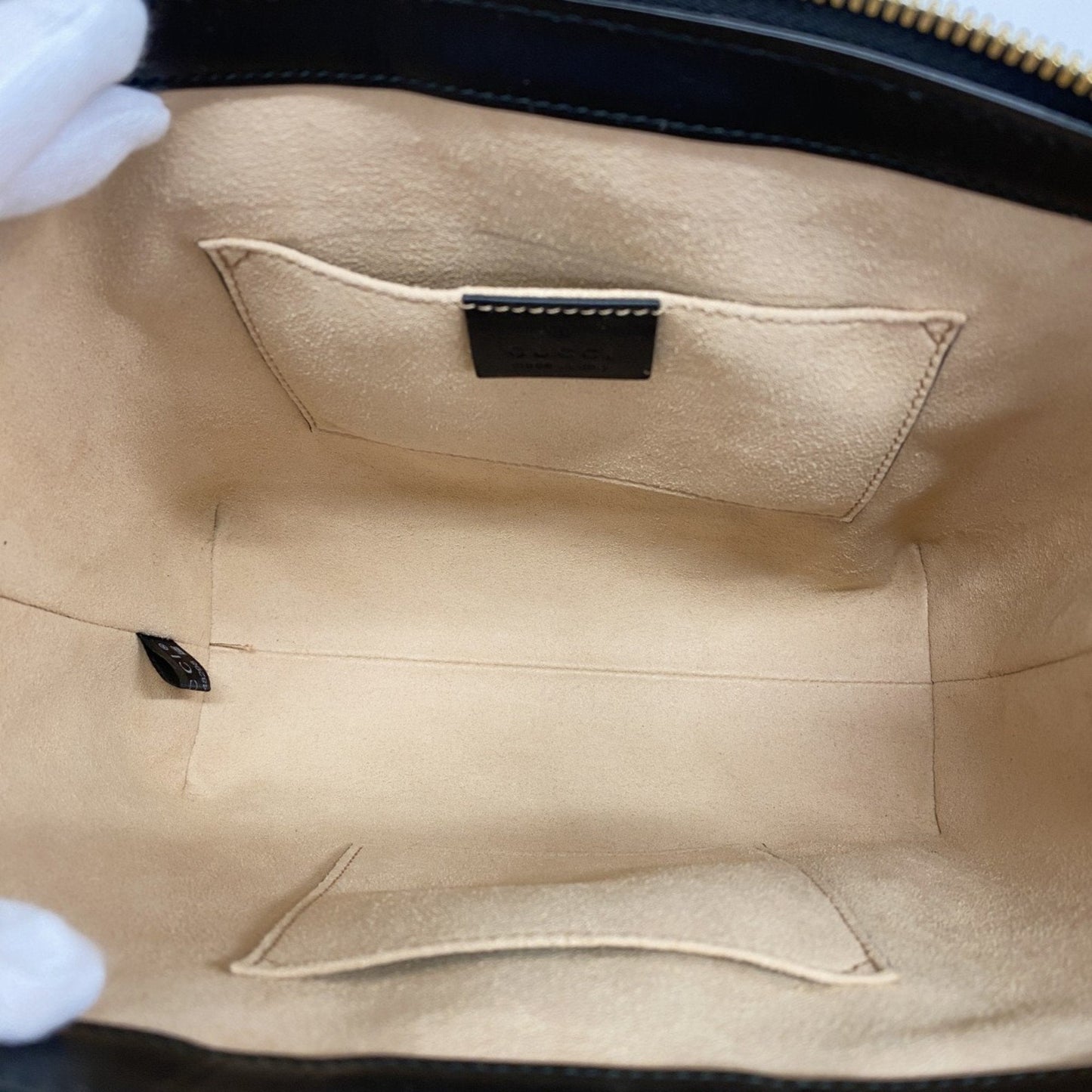 Gucci Black Green Red Color Suede Handbag