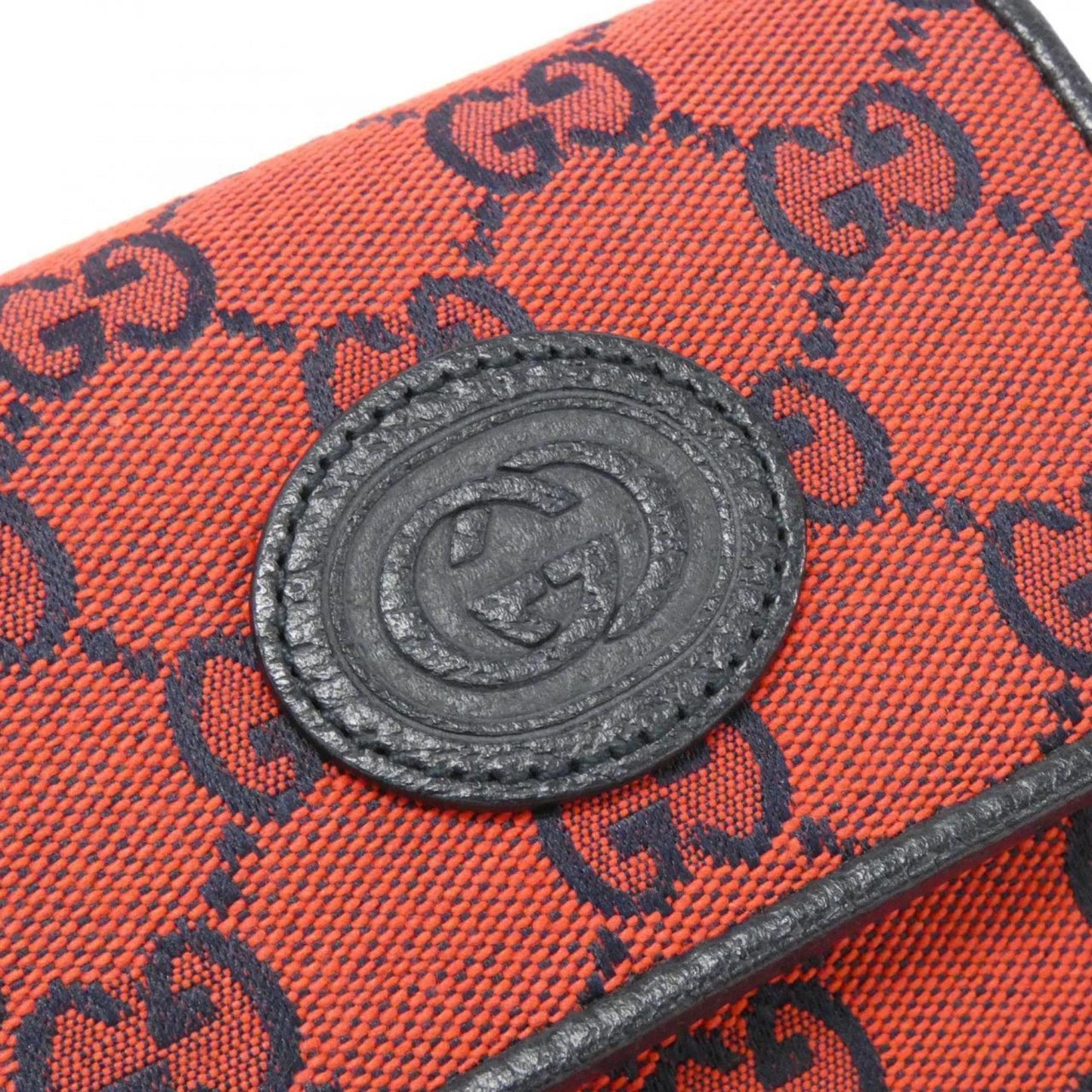 Gucci Navy Red Color Gg Canvas Leather Shoulder Bag