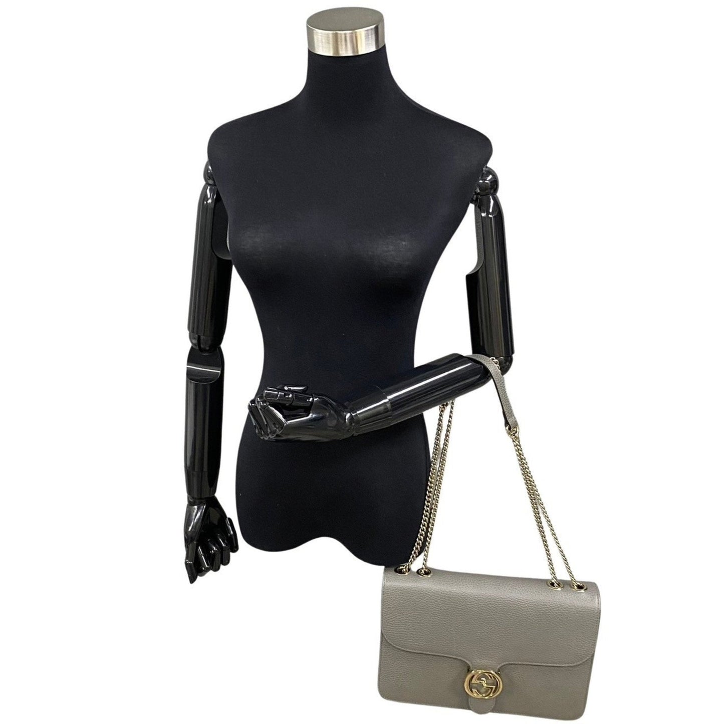 Gucci Gray Leather Handbag Shoulder Bag