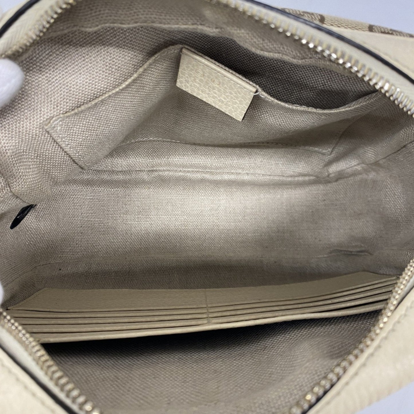 Gucci Brown White Canvas Shoulder Bag