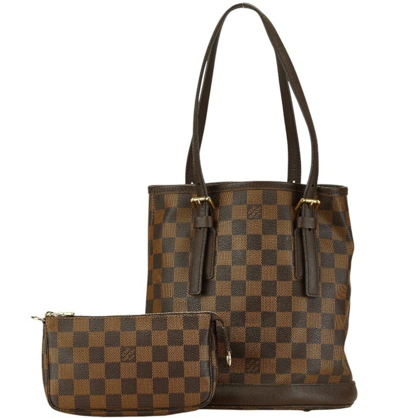 Louis Vuitton Brown Pvc Leather Shoulder Bag Tote Bag