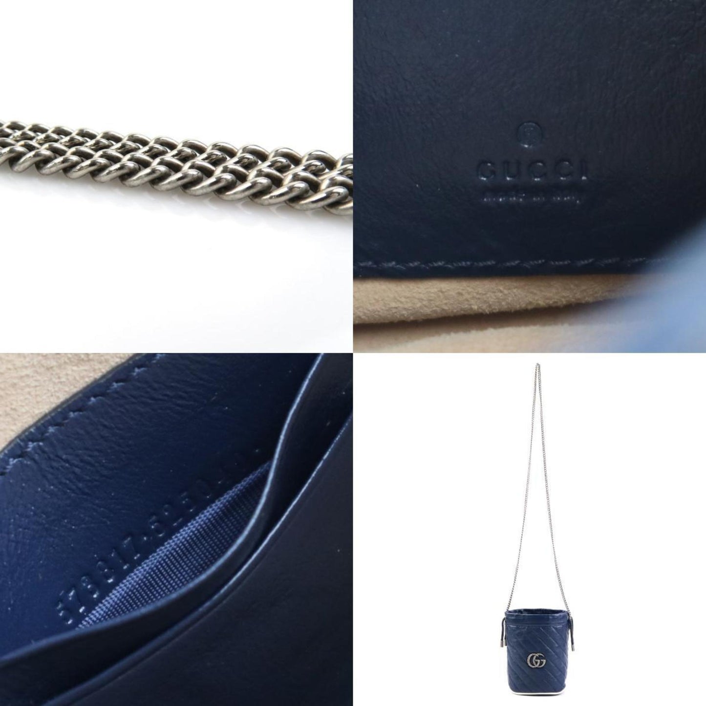 Gucci Navy Leather Shoulder Bag