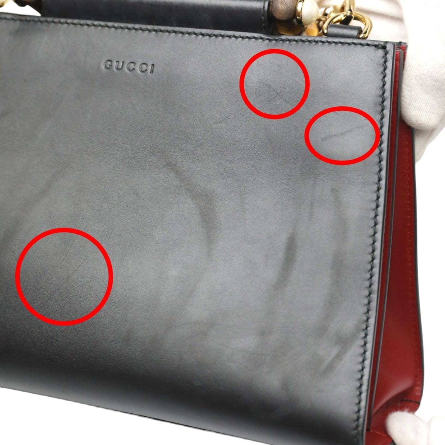 Gucci Bamboo Black Leather Handbag