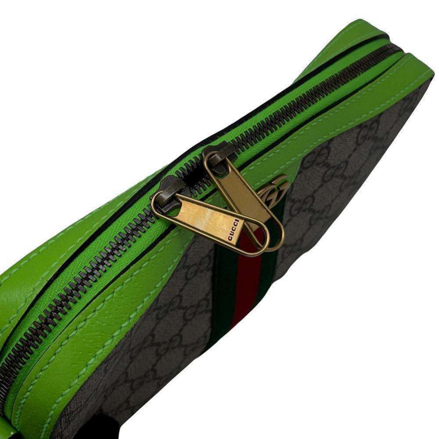 Gucci Beige Green Gg Supreme Leather Clutch Bag Shoulder Bag
