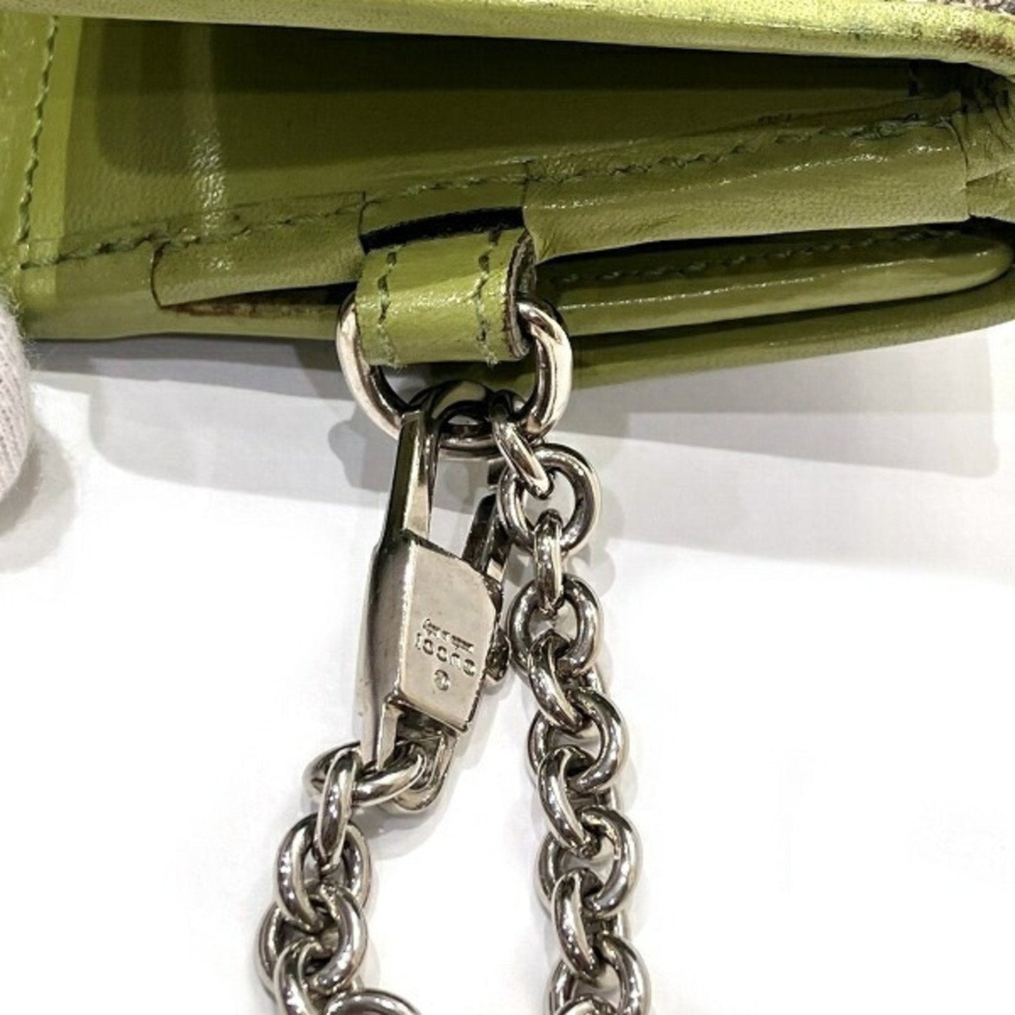 Gucci Beige Green Leather Pvc Wallet (Tri-Fold)
