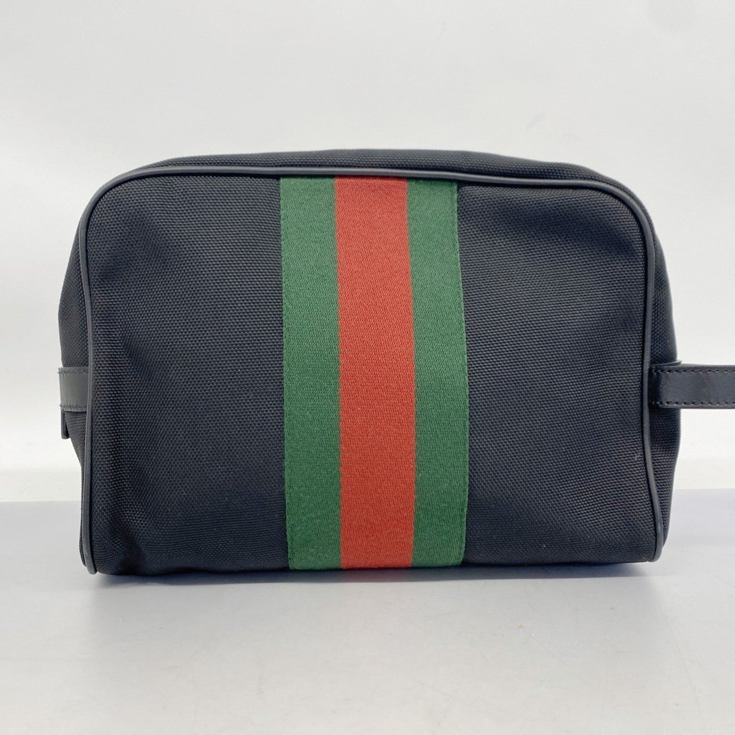 Gucci Black Green Red Color Nylon Canvas Clutch Bag