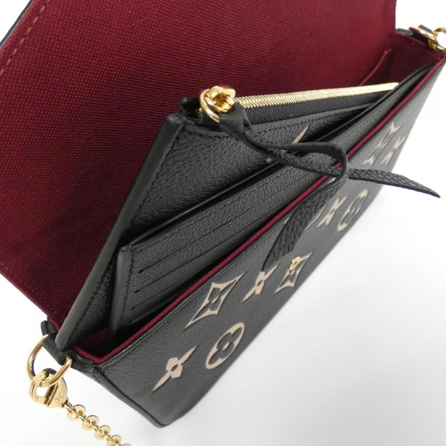 Louis Vuitton Beige Black Leather Pochette Shoulder Bag