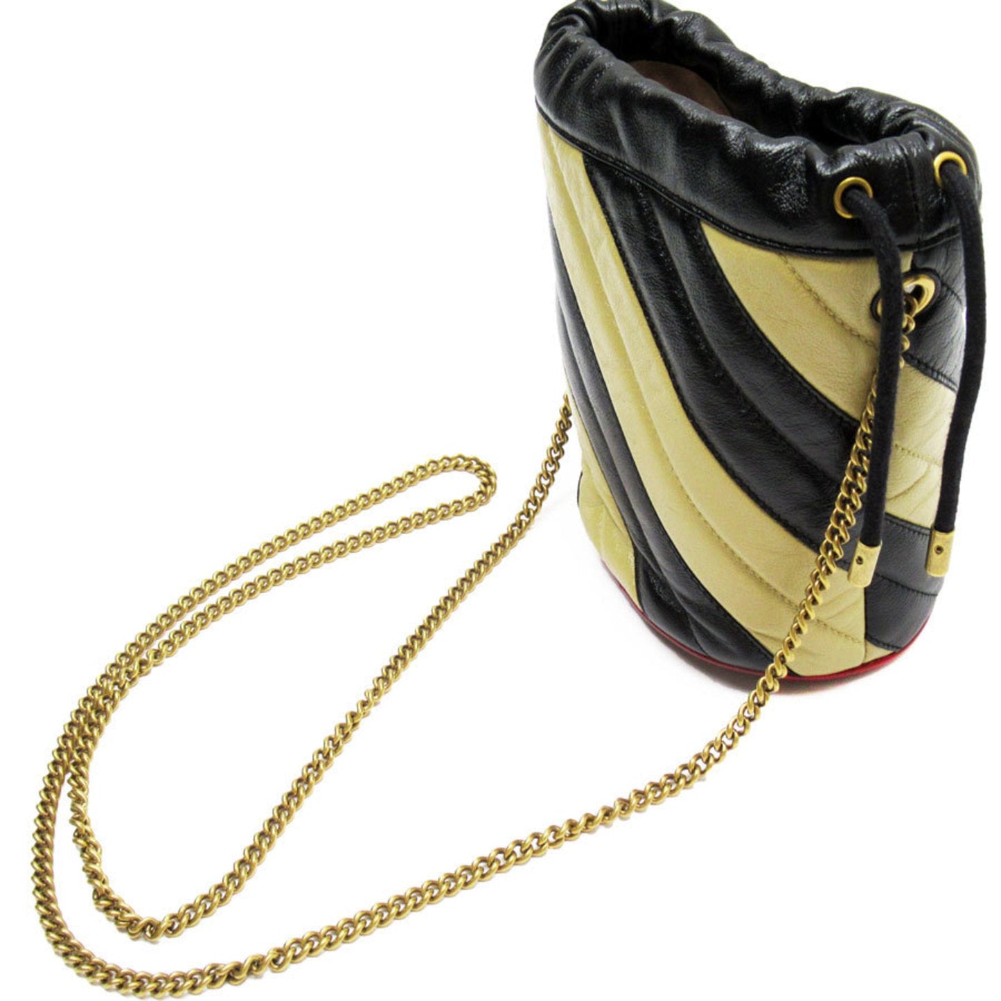 Gucci Beige Black Leather Shoulder Bag