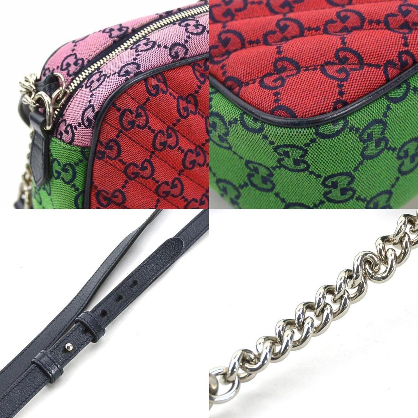 Gucci Multi-Color Navy Gg Canvas Leather Shoulder Bag
