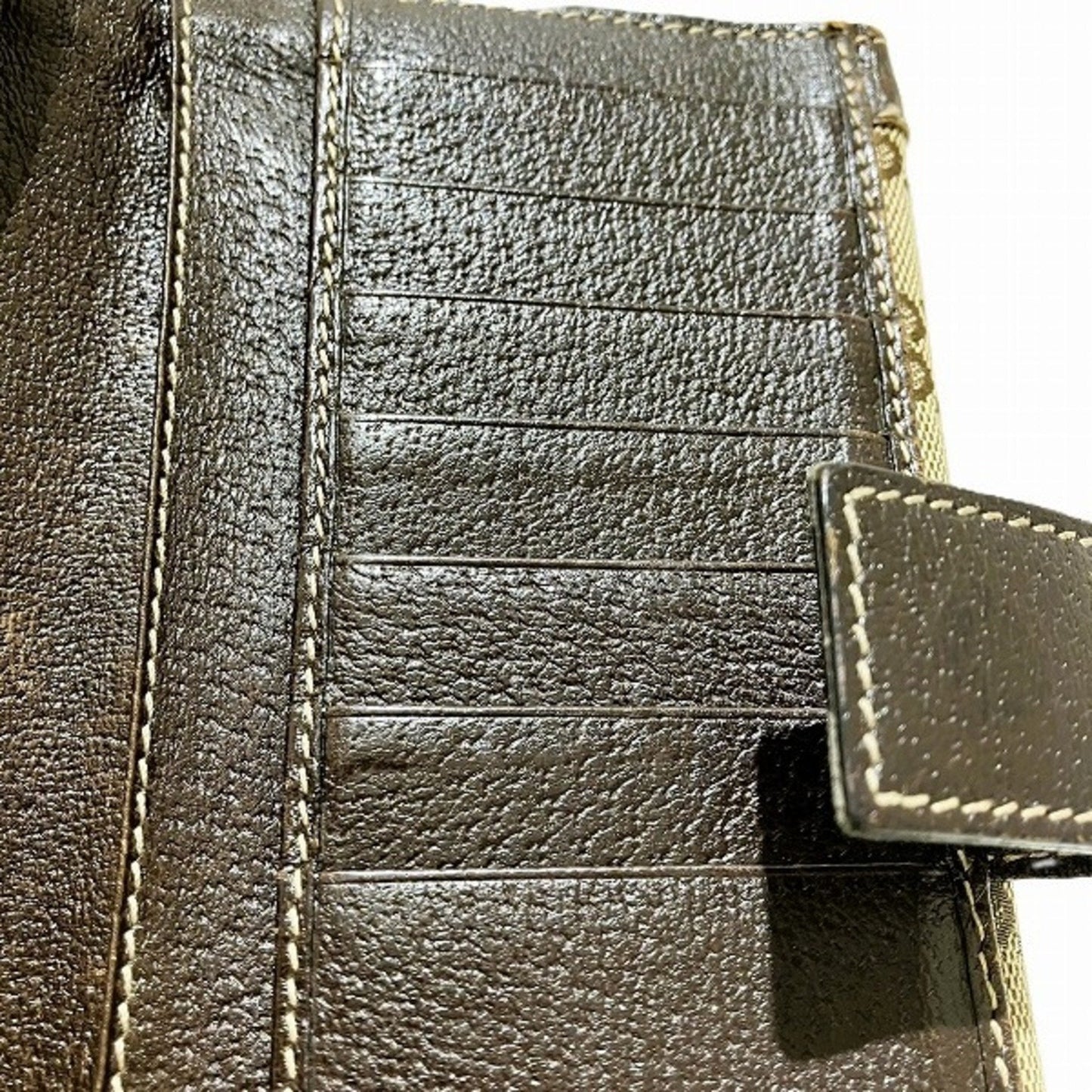 Gucci Brown Canvas Leather Long Wallet (Bi-Fold)