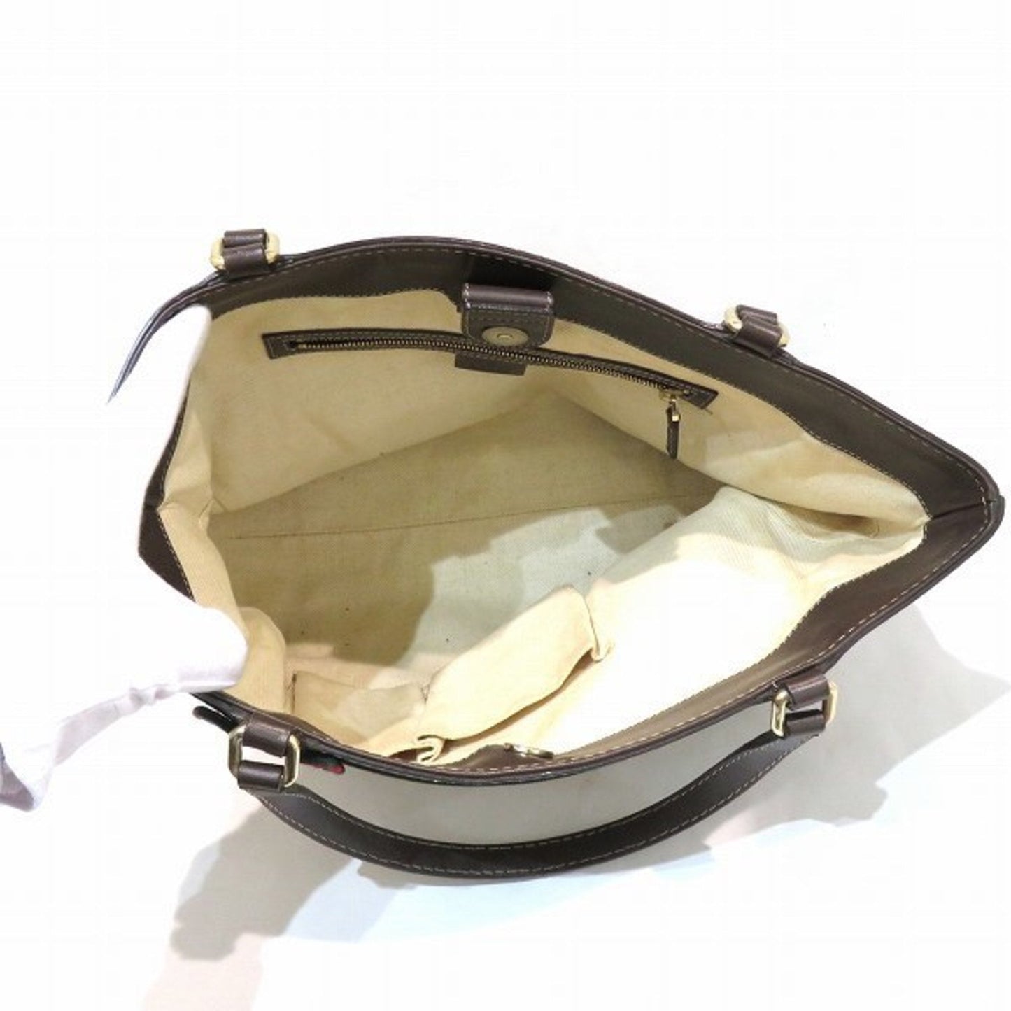 Gucci Brown Leather Canvas Handbag