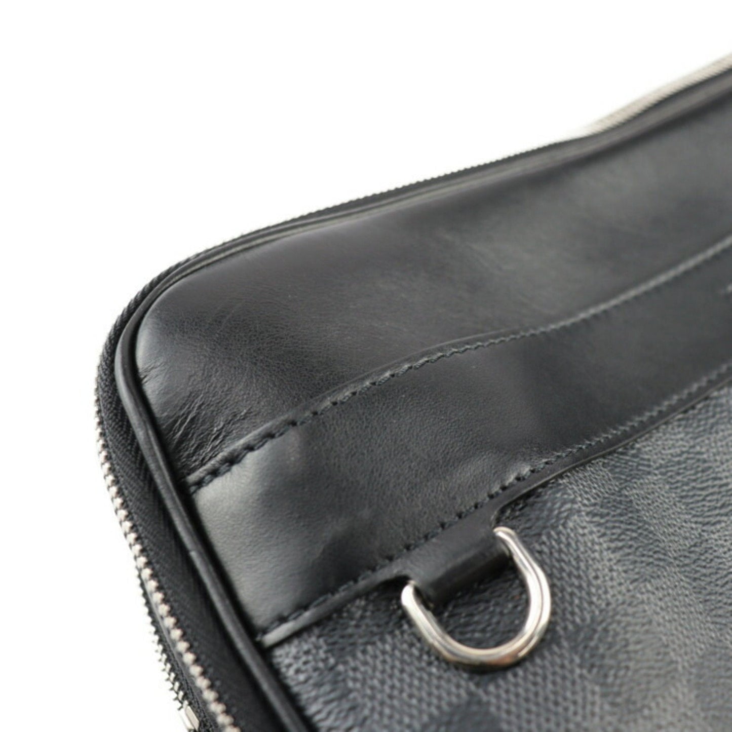 Louis Vuitton Black Gray Damier Graphite Leather Shoulder Bag