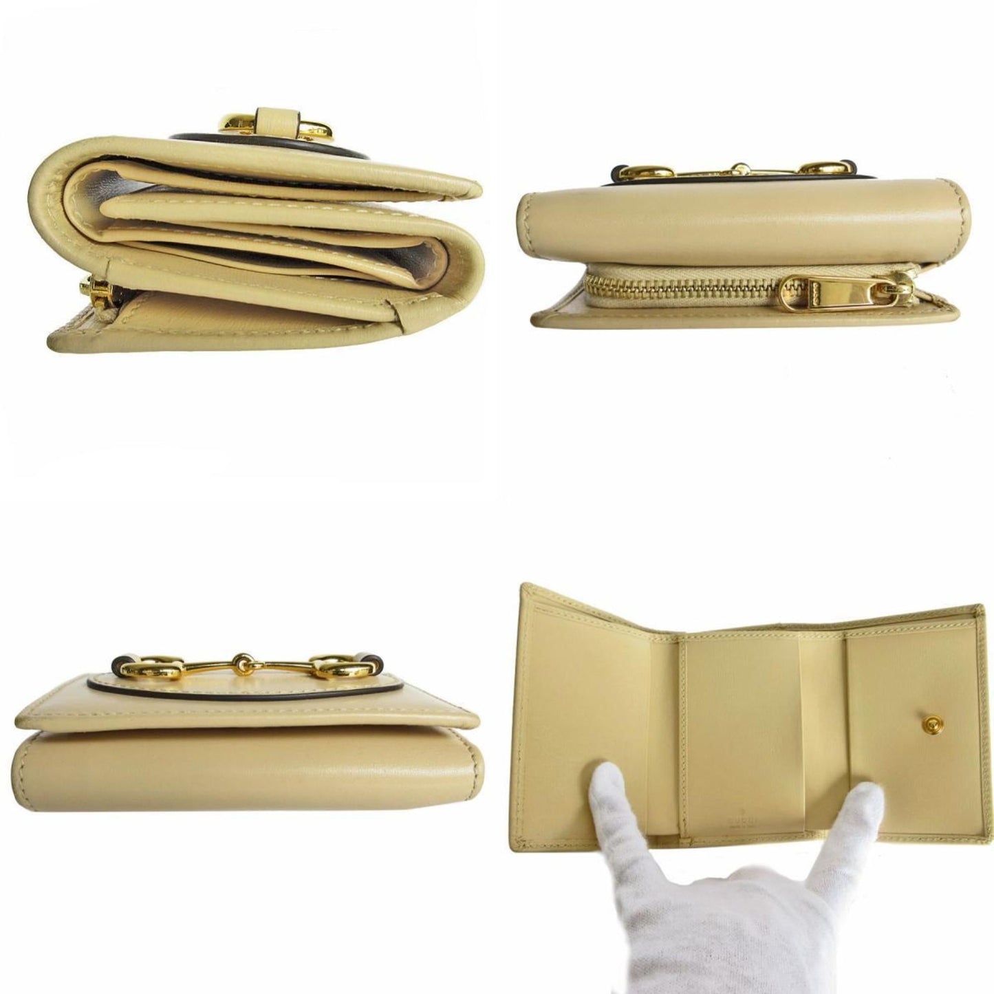 Gucci Beige Leather Wallet (Tri-Fold)