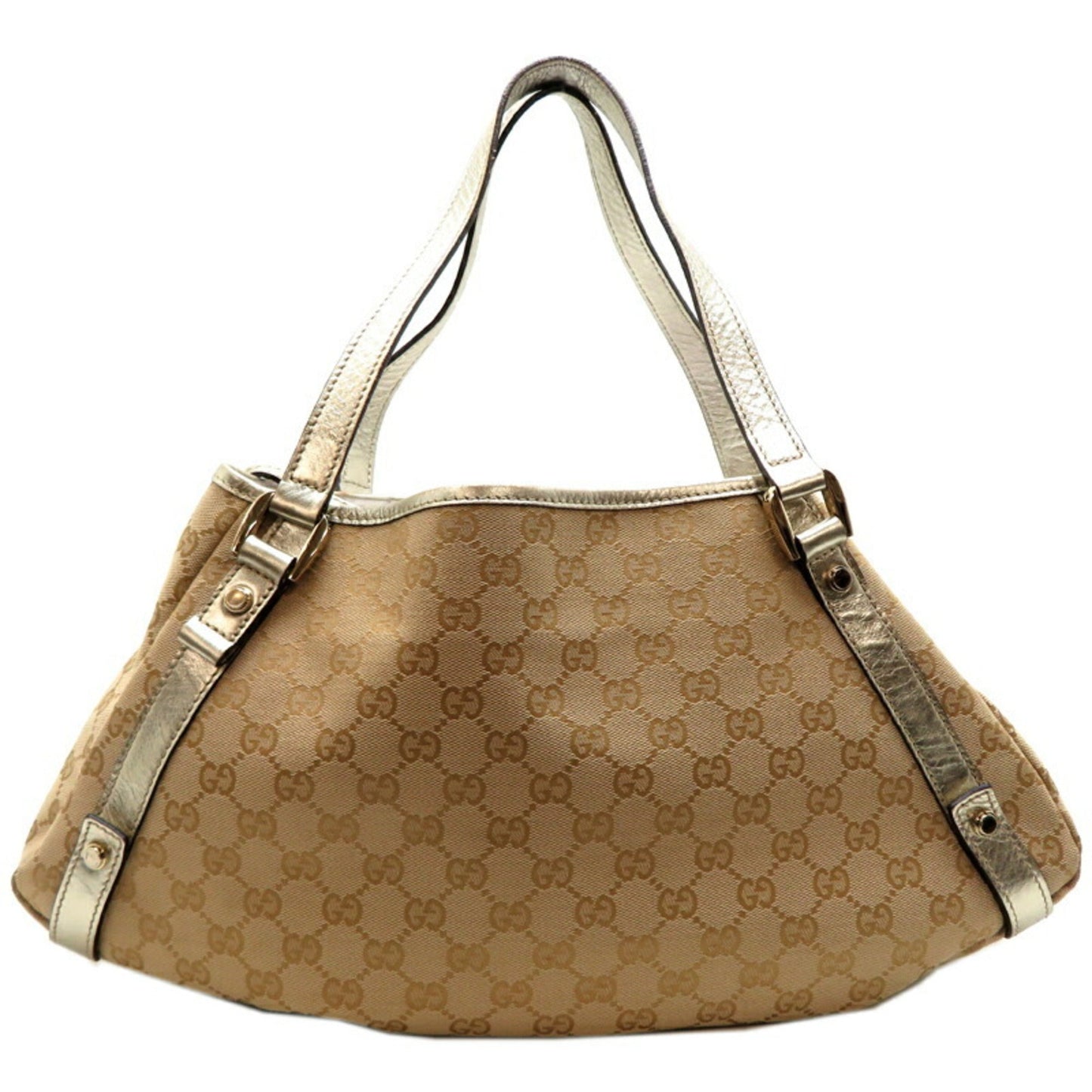 Gucci Abbey Beige Gg Canvas Leather Tote Bag