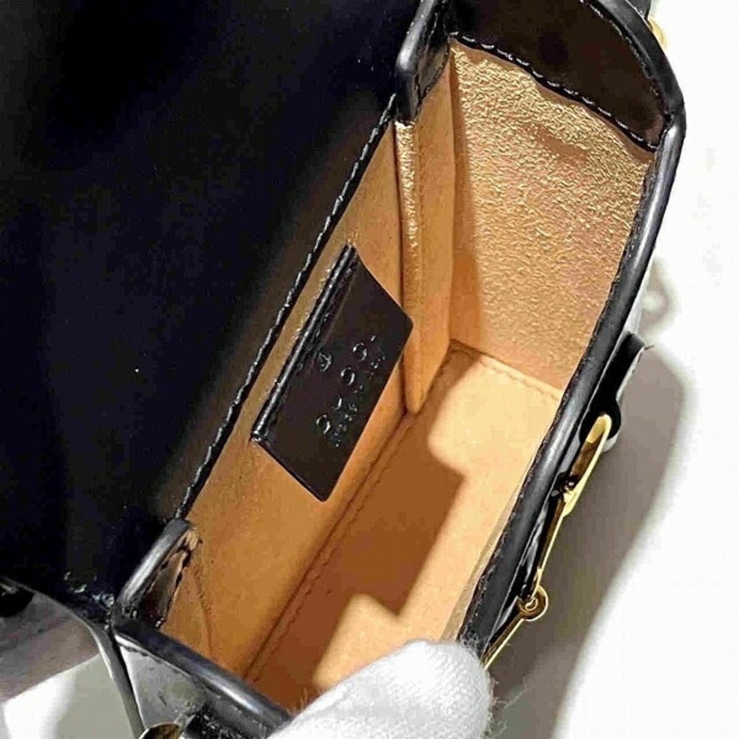 Gucci Black Gold Leather Shoulder Bag