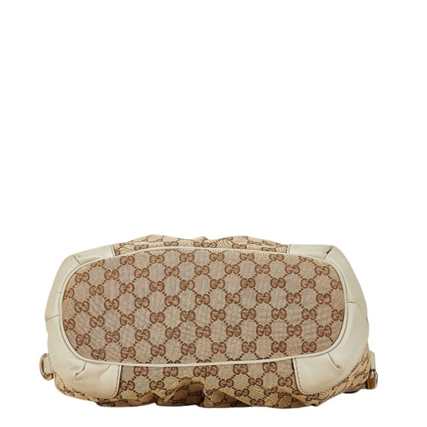 Gucci Gg Canvas Beige White Canvas Leather Handbag Shoulder Bag