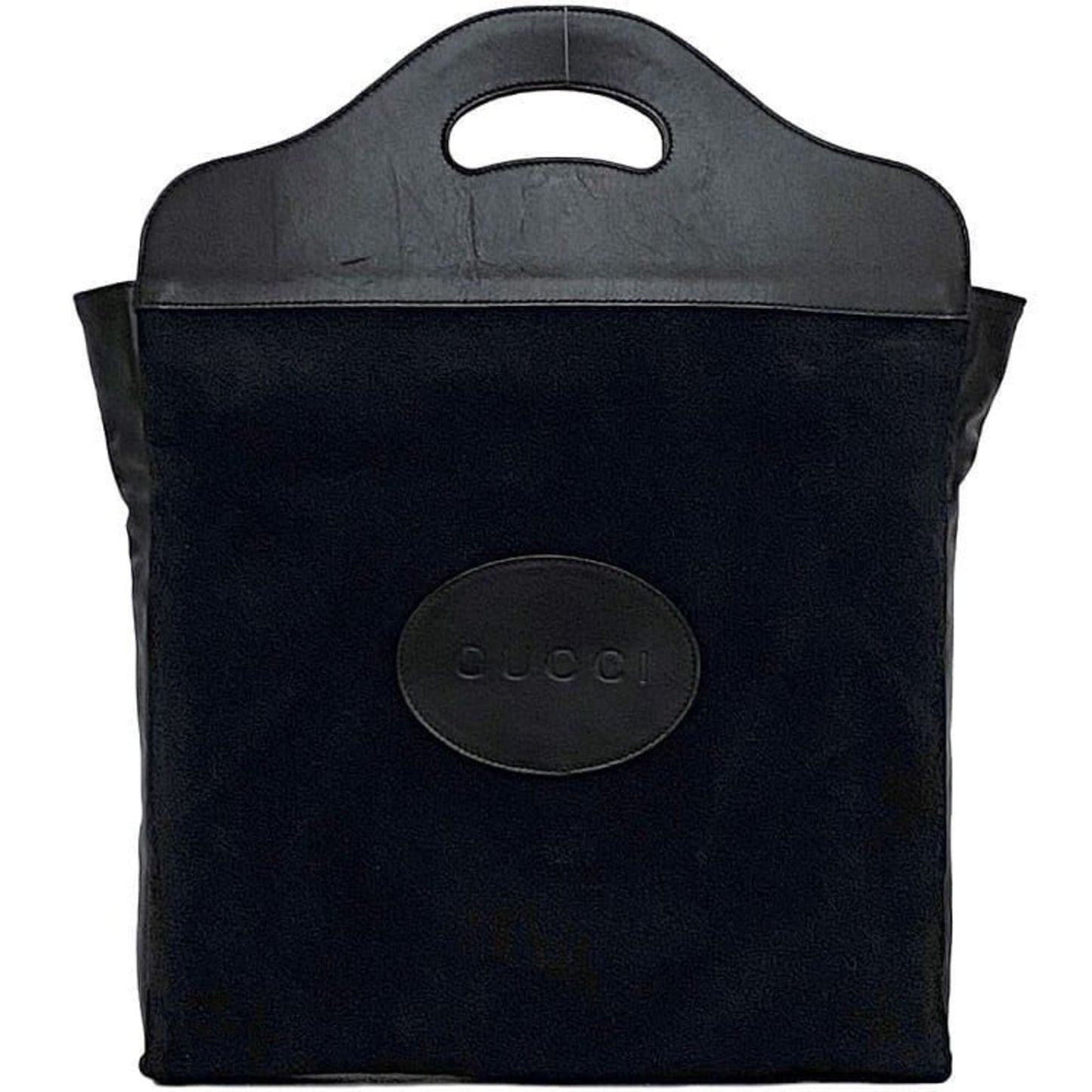 Gucci Black Suede Leather Handbag Tote Bag ()