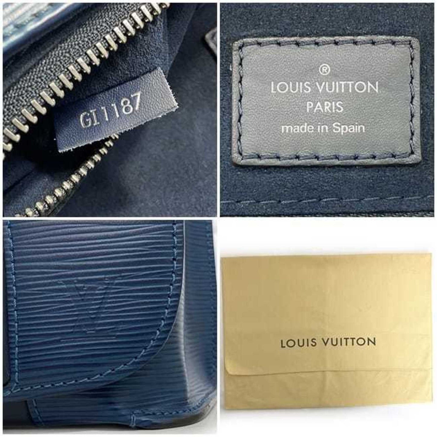 Louis Vuitton Blue Leather Messenger Bag Shoulder Bag