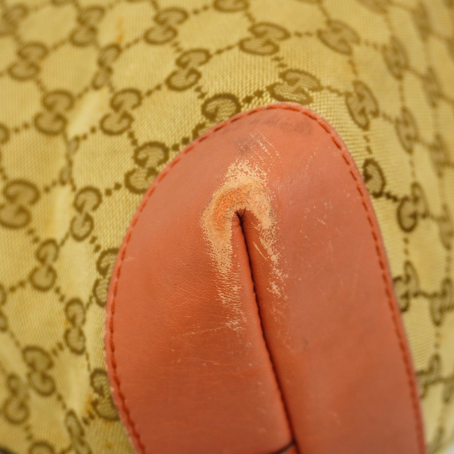 Gucci Brown Red Color Canvas Tote Bag