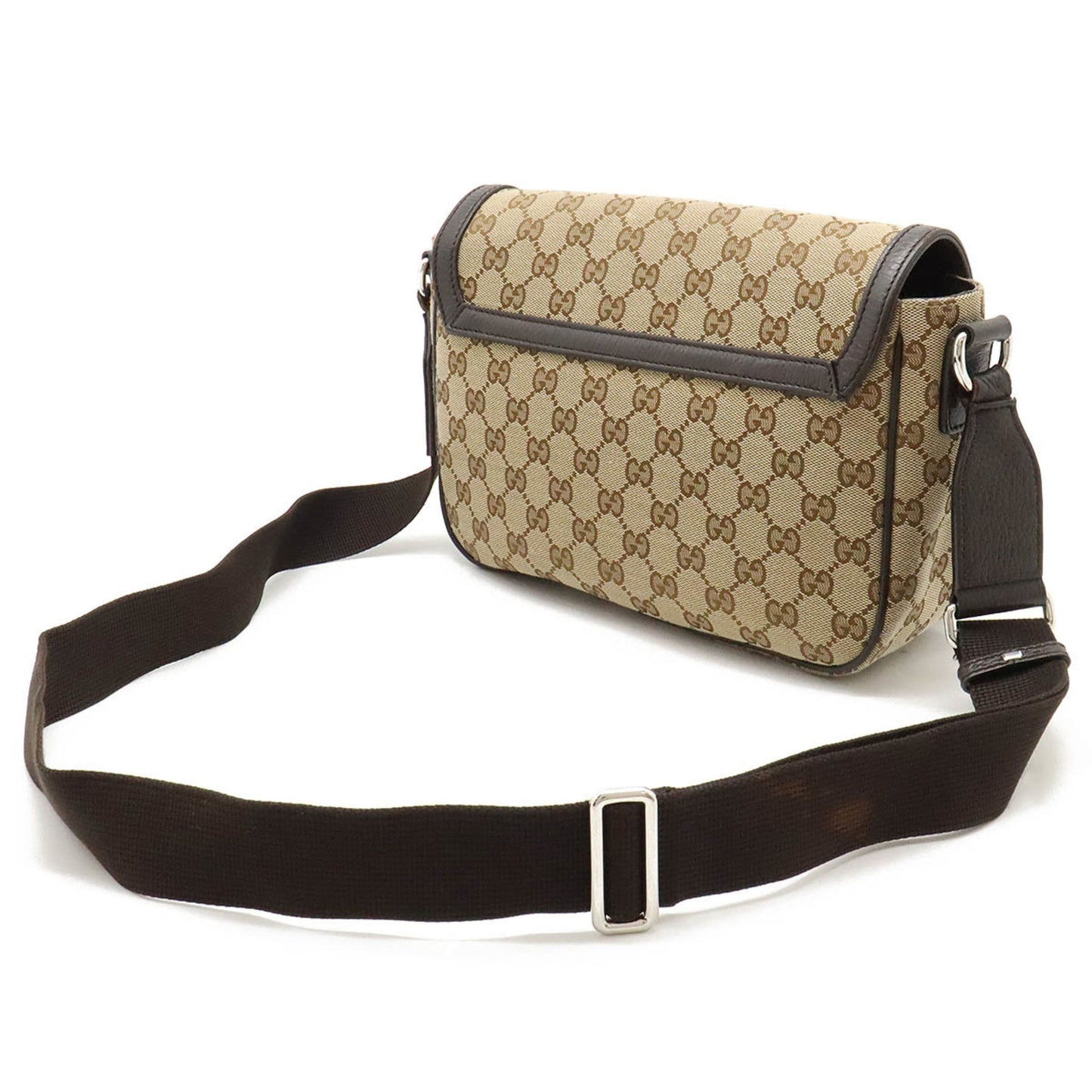 Gucci Dark Brown Canvas Leather Shoulder Bag