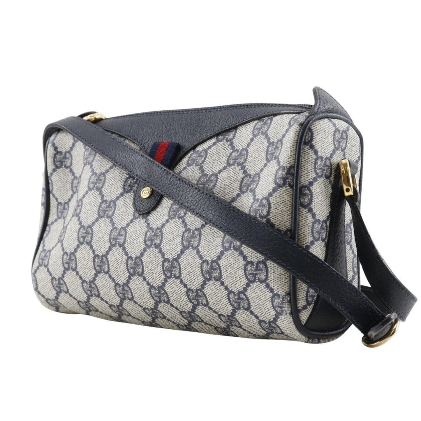 Gucci Gray Navy Gg Plus Shoulder Bag