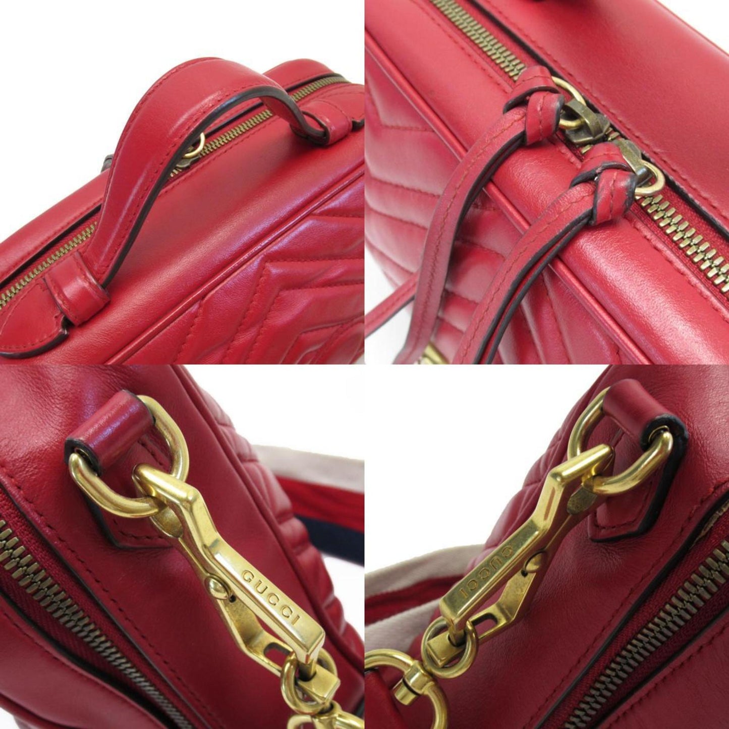 Gucci Gg Marmont Red Color Leather Shoulder Bag