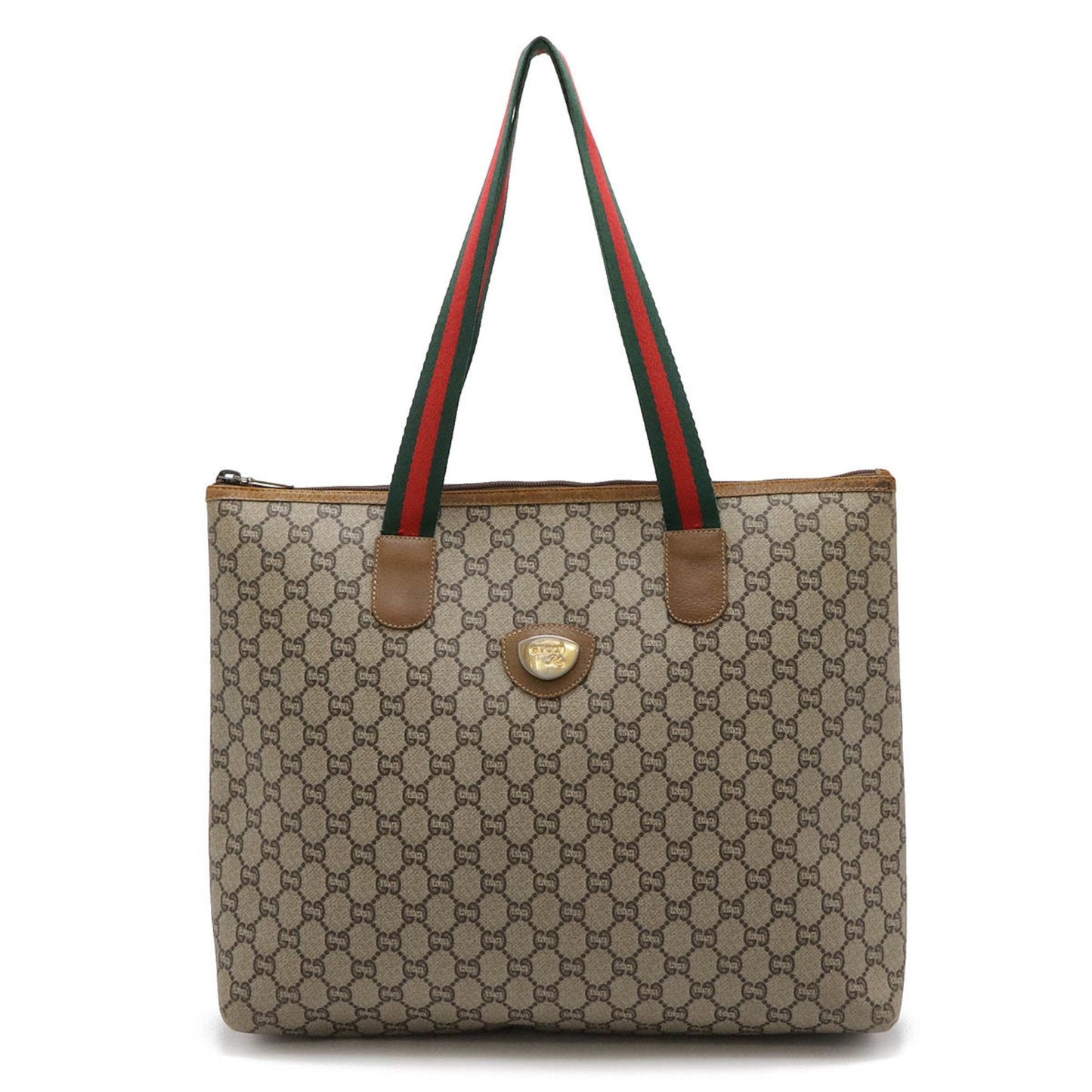 Gucci Beige Brown Green Red Color Pvc Leather Shoulder Bag Tote Bag