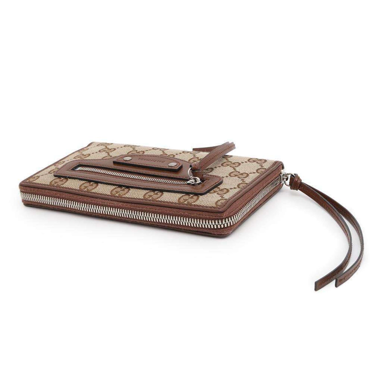 Gucci Beige Brown Canvas Leather Long Wallet (Bi-Fold)