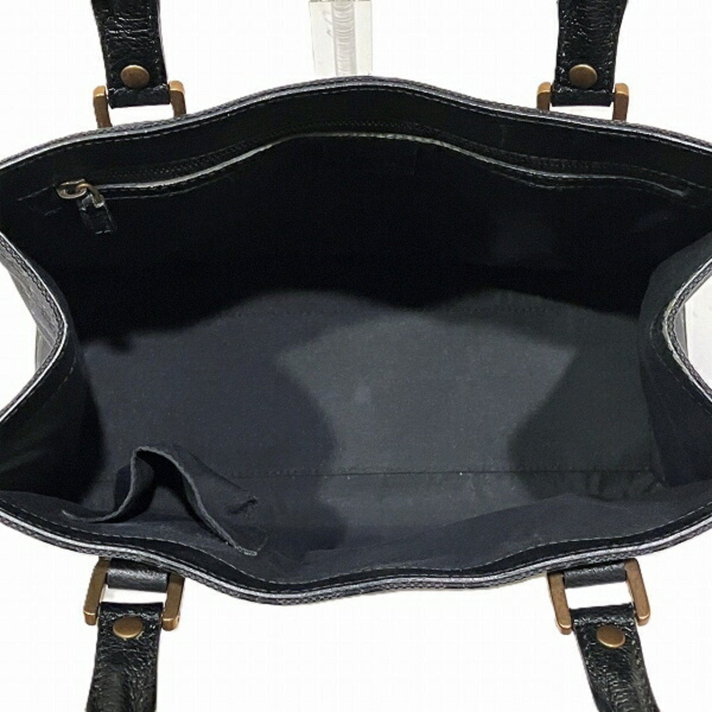 Gucci Black Canvas Leather Handbag Tote Bag