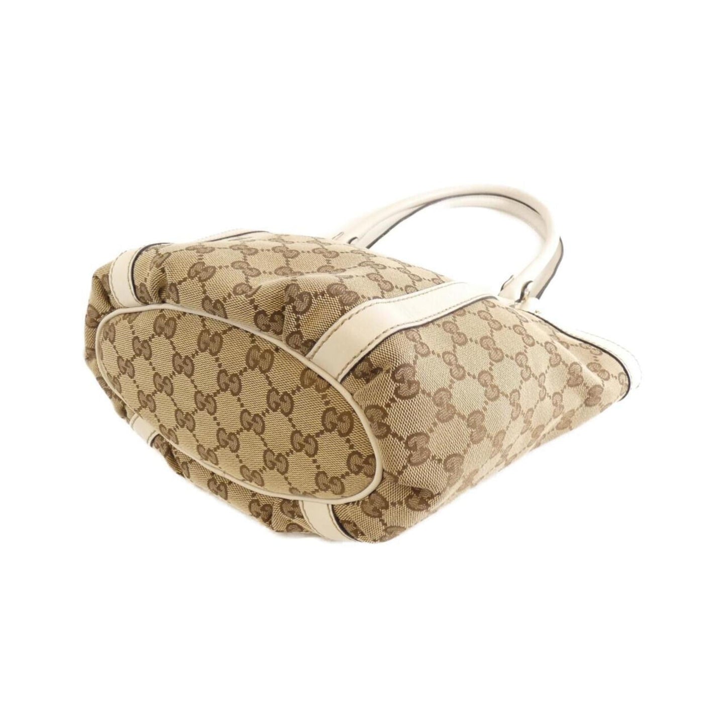 Gucci Beige White Canvas Handbag