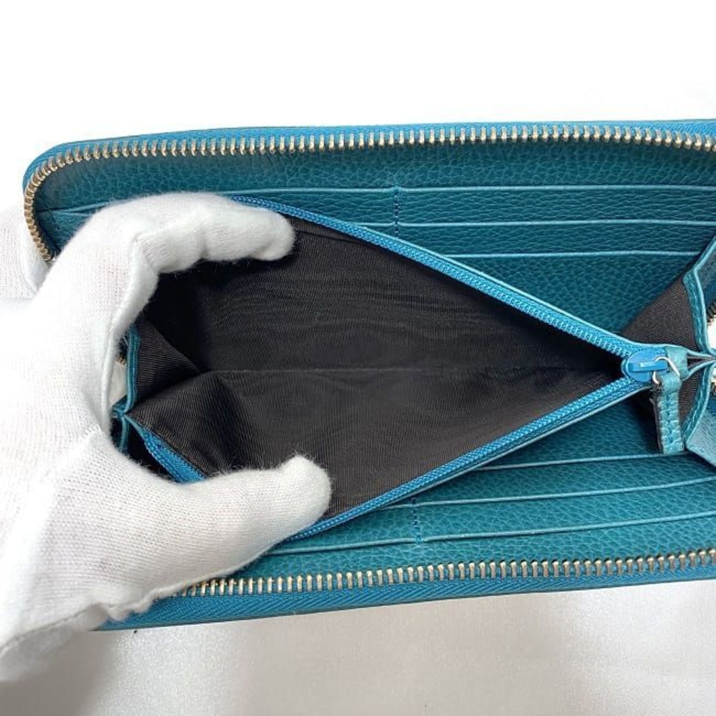 Gucci Beige Blue Canvas Long Wallet (Bi-Fold)