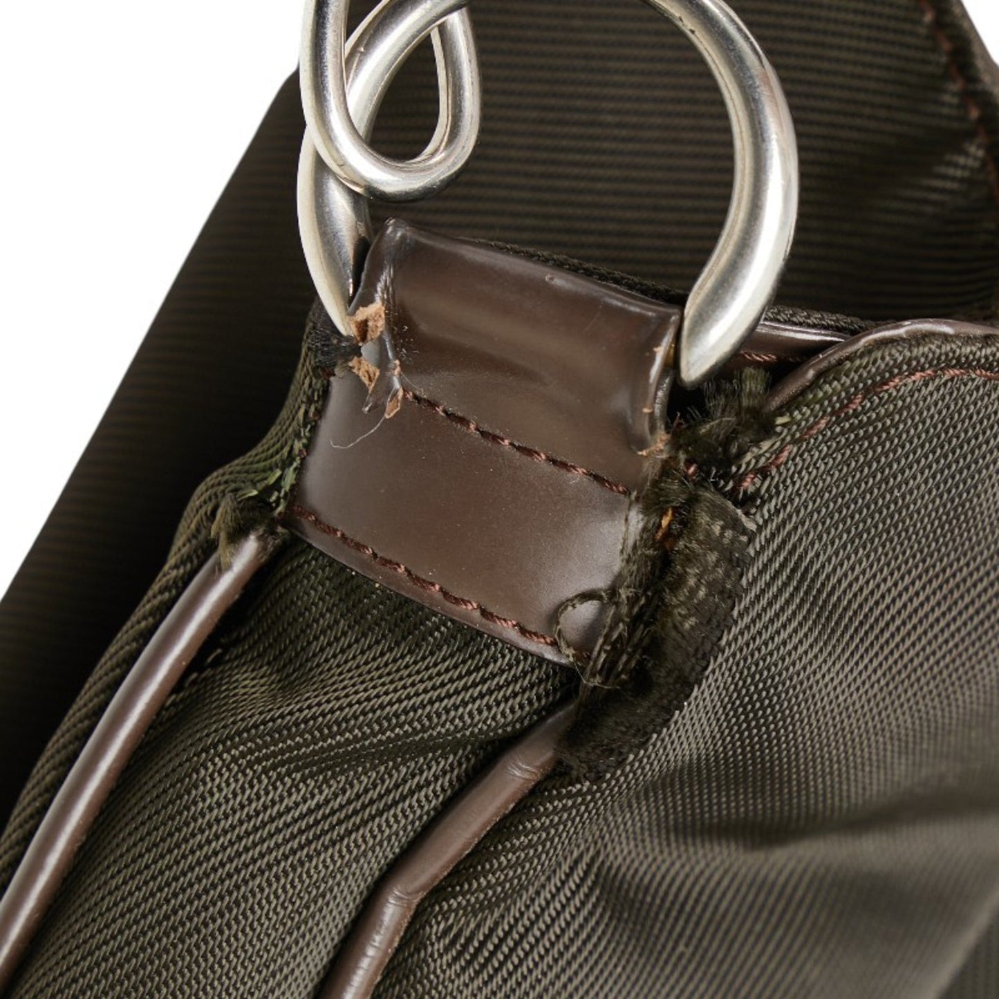 Gucci Brown Khaki Nylon Leather Handbag Shoulder Bag