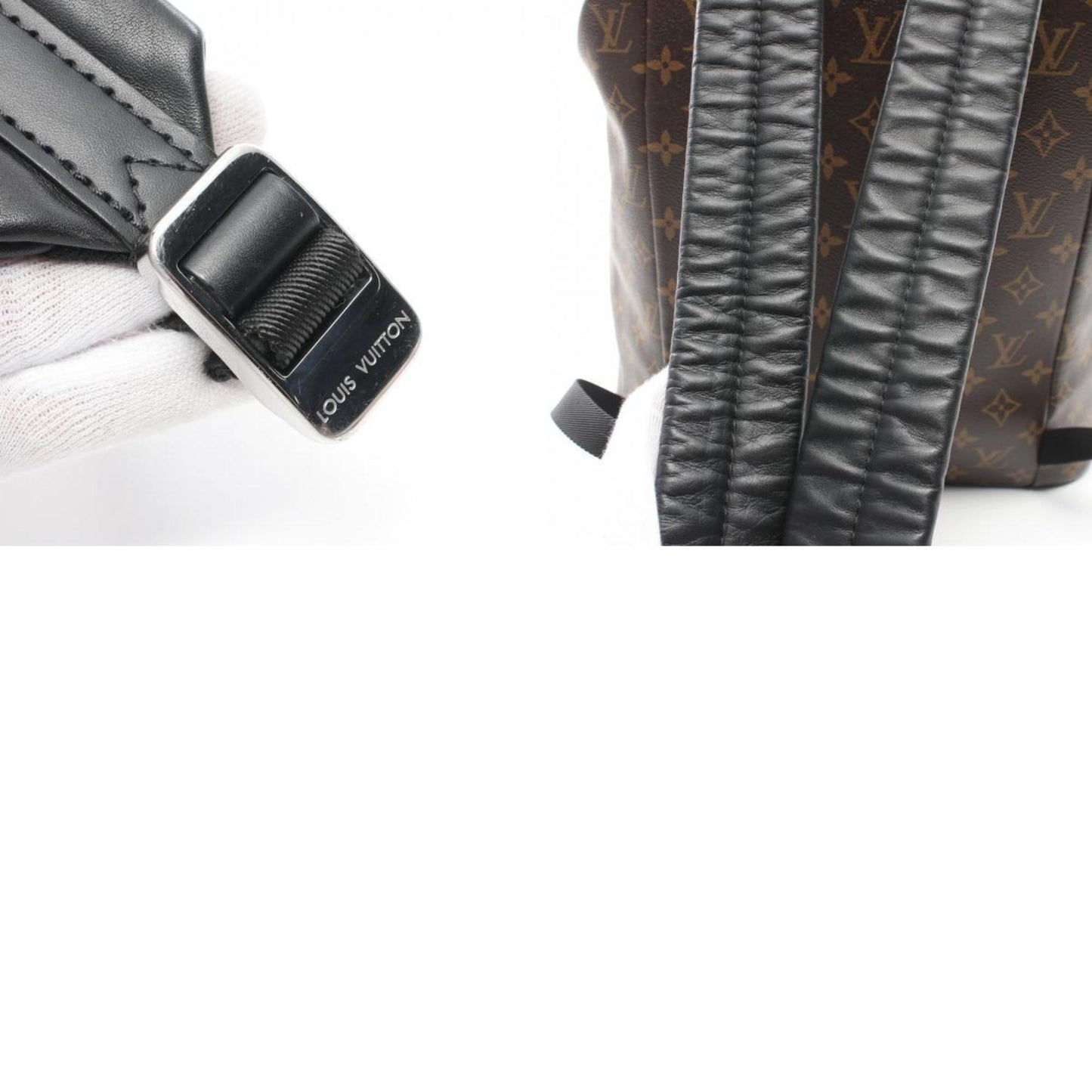 Louis Vuitton Black Brown Coated Canvas Leather Backpack