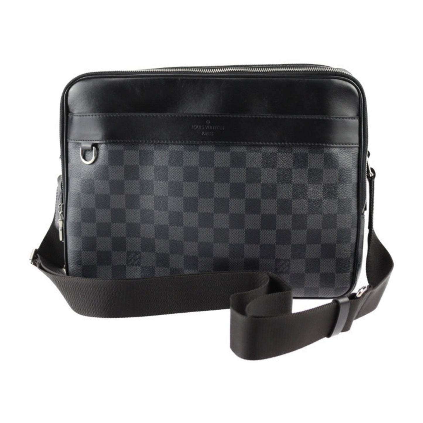 Louis Vuitton Black Gray Damier Graphite Leather Shoulder Bag ()