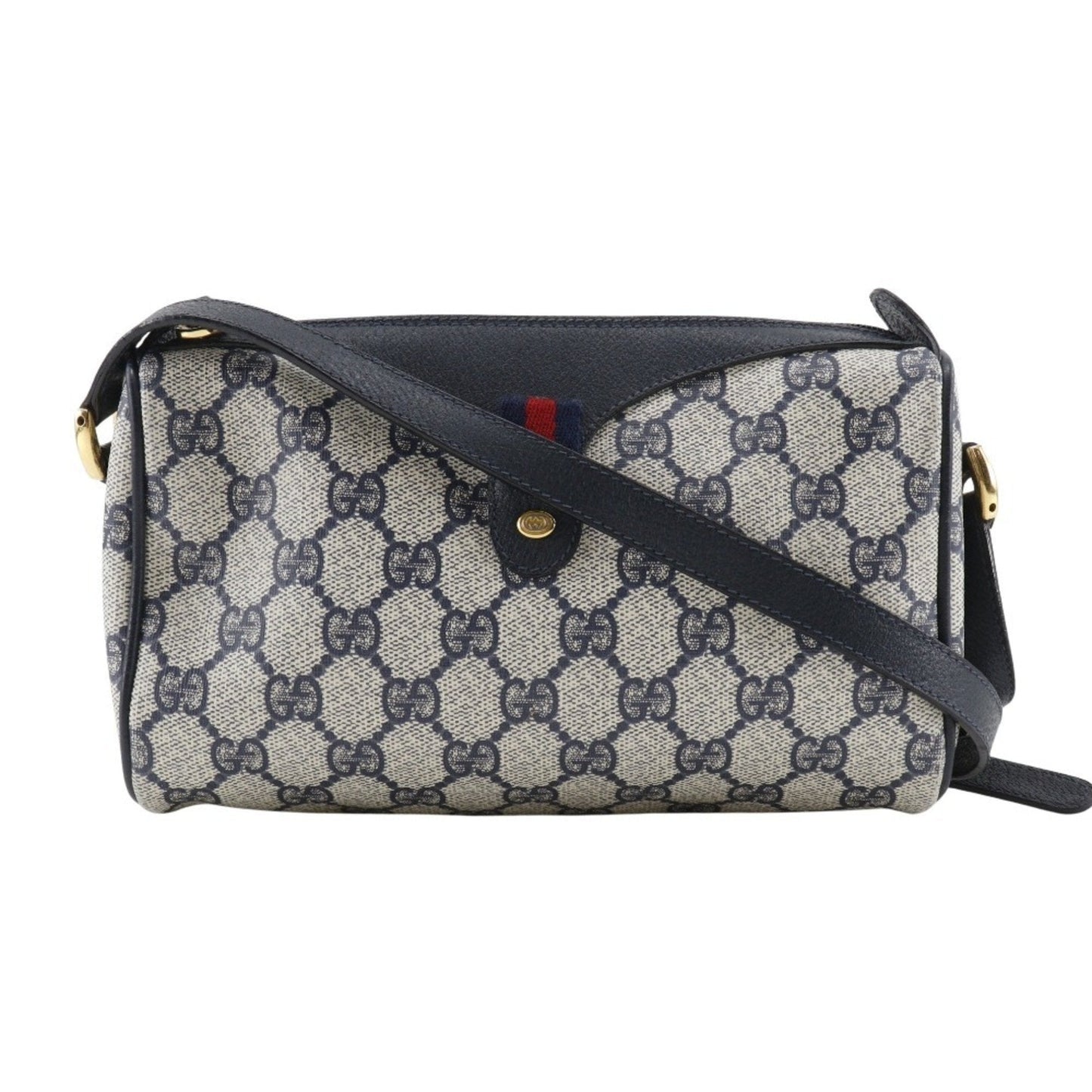 Gucci Gray Navy Gg Plus Shoulder Bag