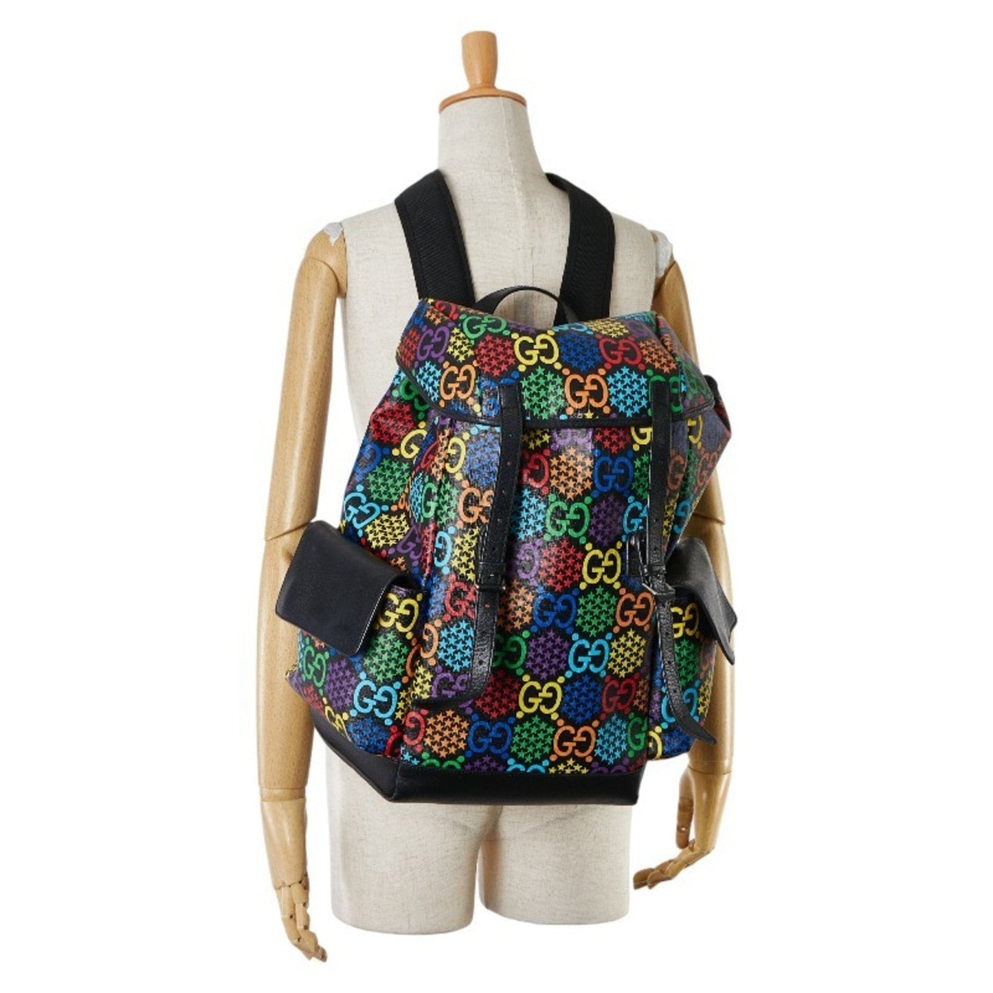 Gucci Black Multi-Color Pvc Leather Backpack