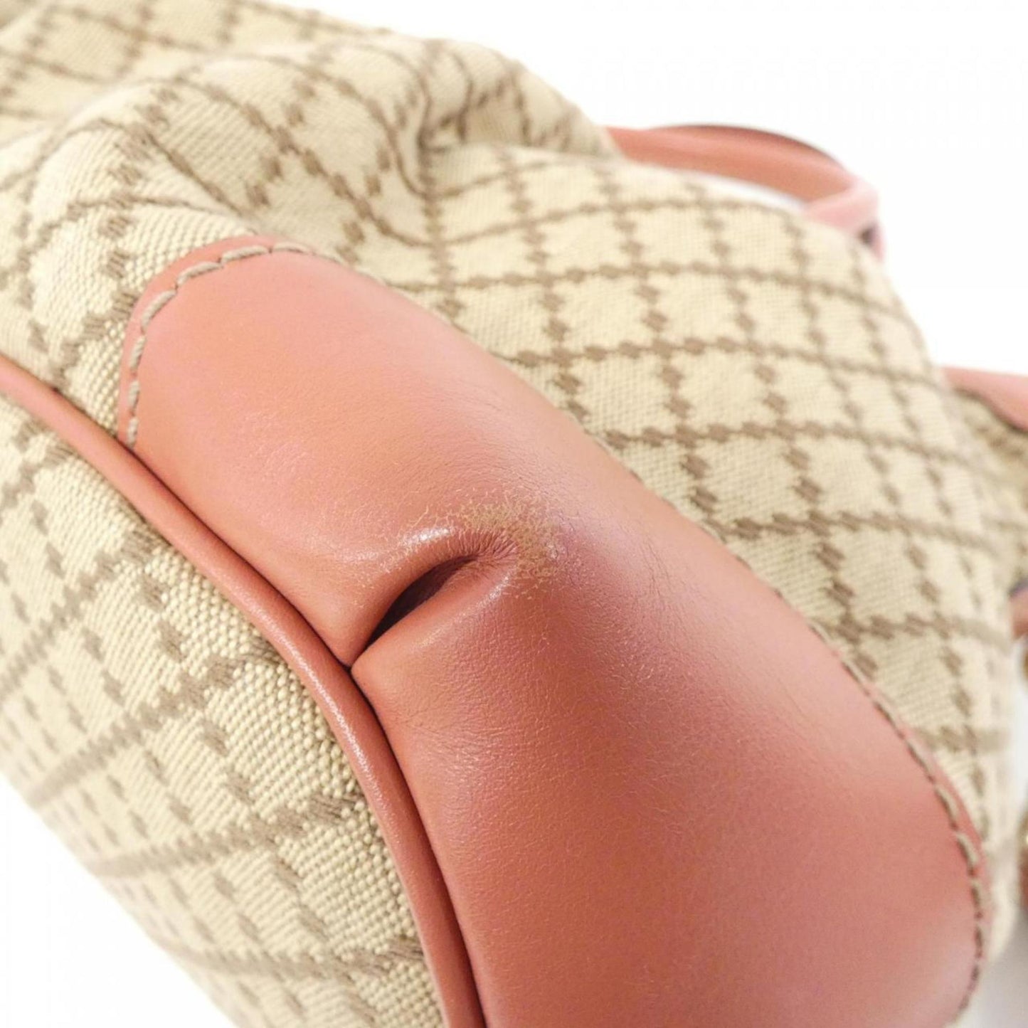 Gucci Beige Pink Canvas Leather Handbag Shoulder Bag