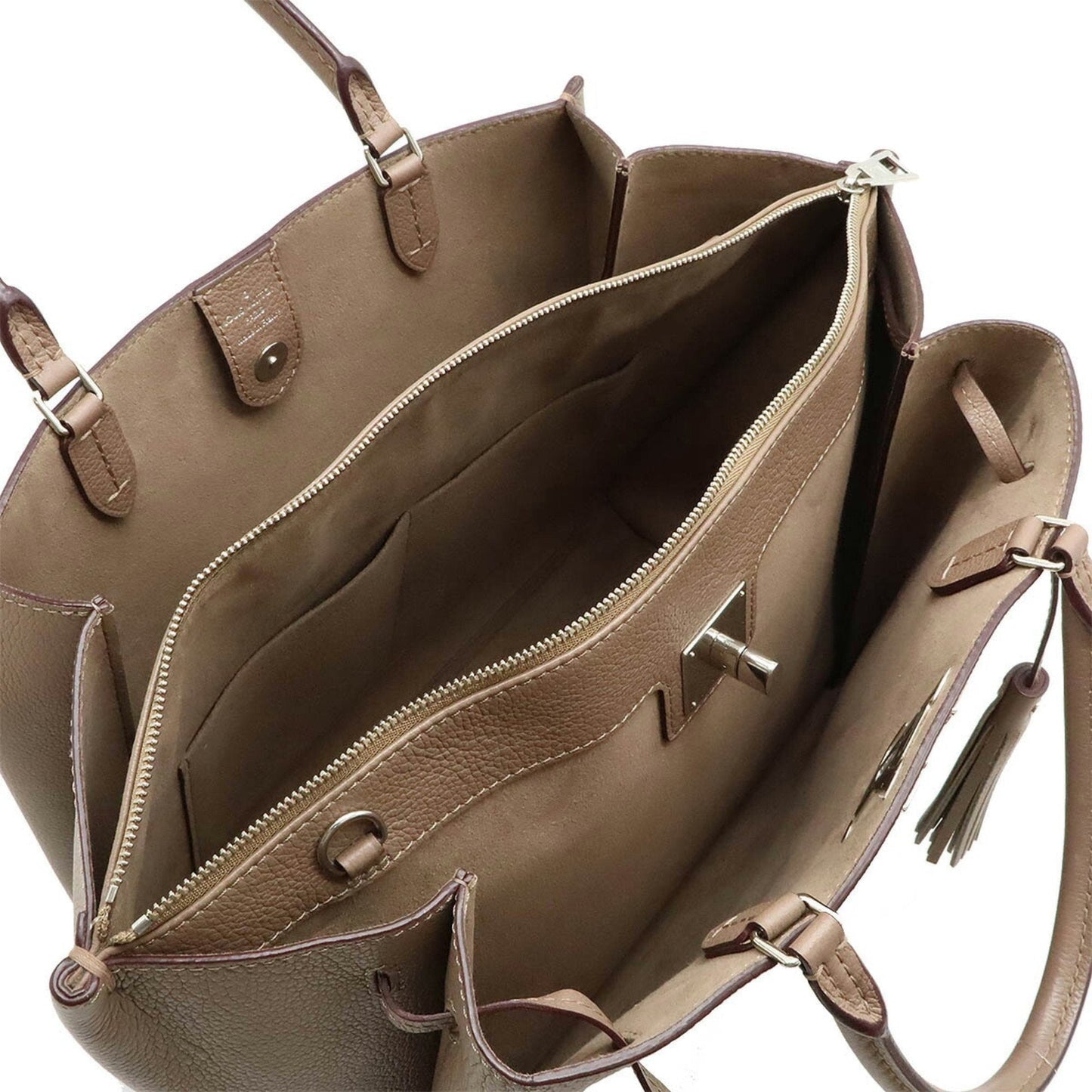 Louis Vuitton Brown Leather Handbag Shoulder Bag Tote Bag