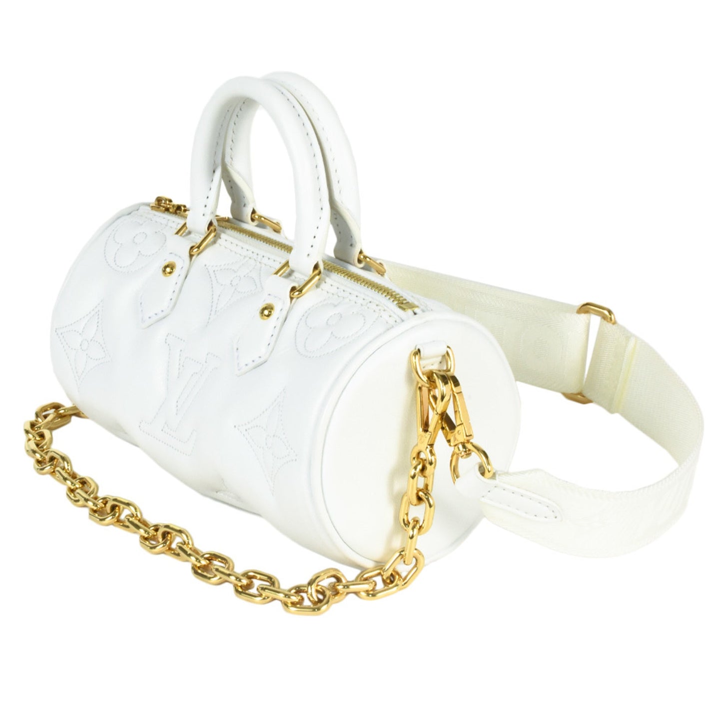Louis Vuitton White Leather Handbag Shoulder Bag